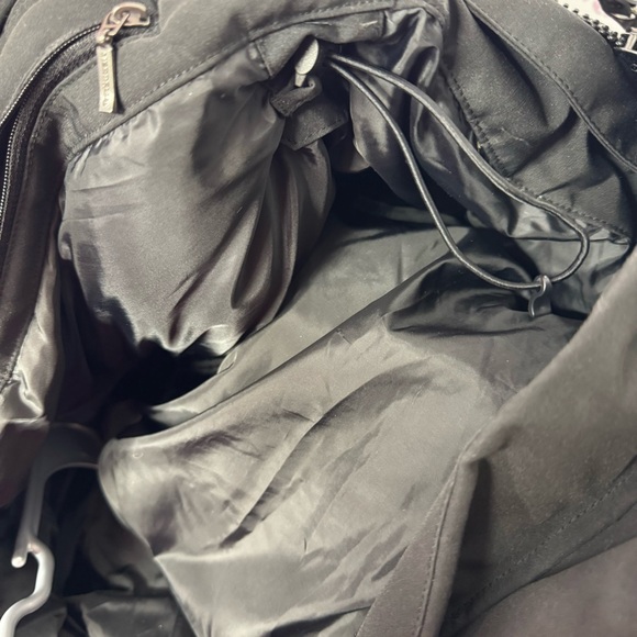 Merrell coat jacket parka puffer feather down black fur hood waist tie cinch - Picture 4 of 16